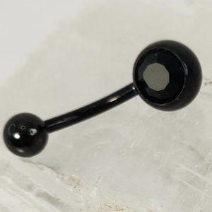 Belly Ring Black with Black Stone